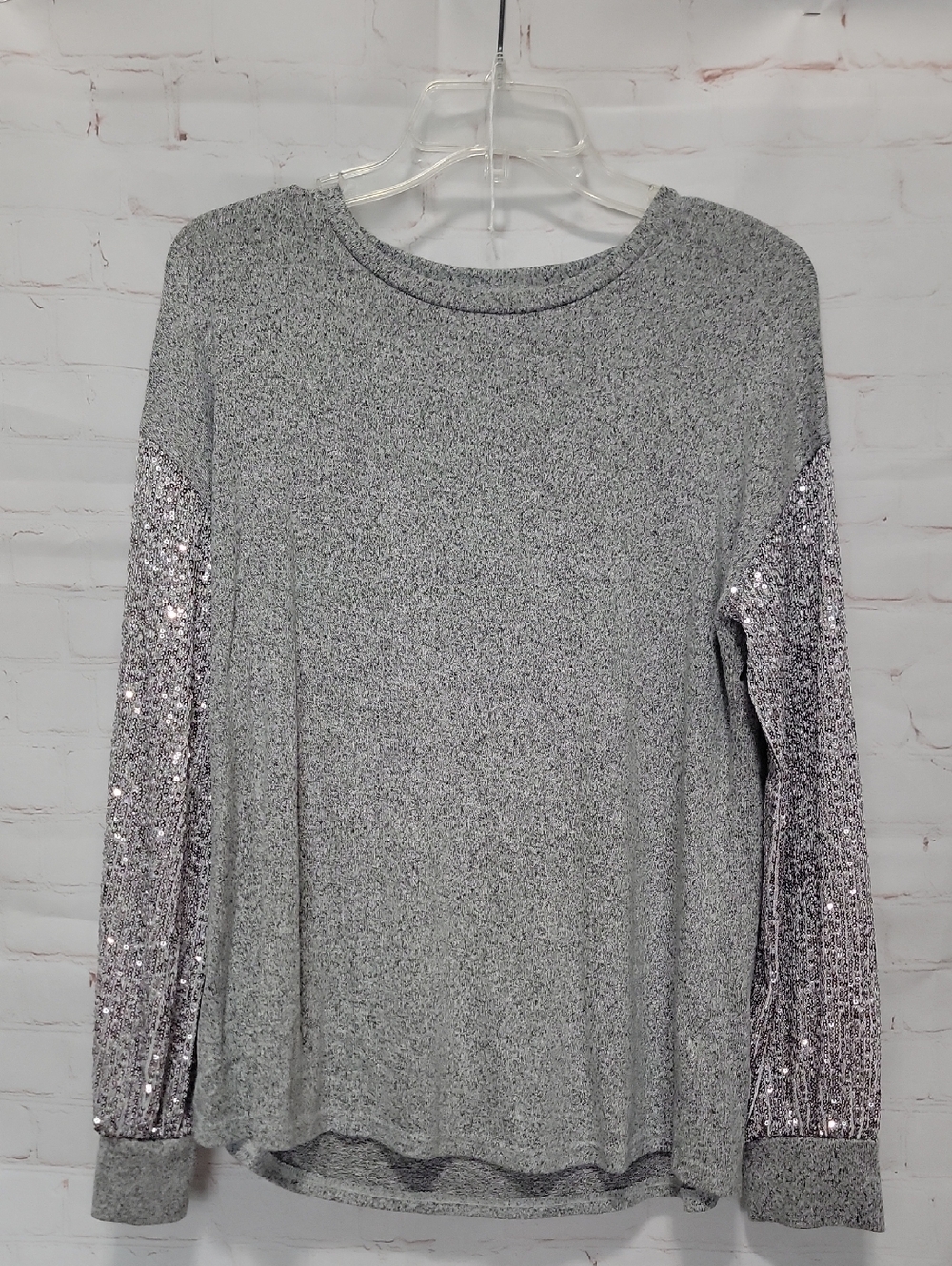Maurices Silver Sequin Sleeve Sweatshirt